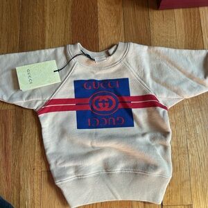 Gucci Beige and Blue Logo Top